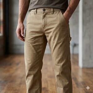 Billy Reid Chinos Mens 32x34 Khaki Tan Standard Fit Cotton Canvas Straight Pants